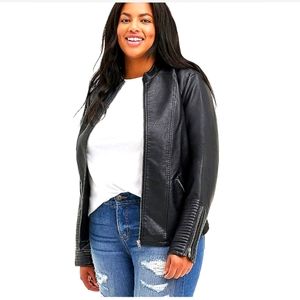 Black Faux Leather Moto Jacket